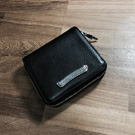クロムハーツ コインポケット付 折りたたみ財布 スクウェアジップ ウォレット ブラック レザー 本皮 CHQ015